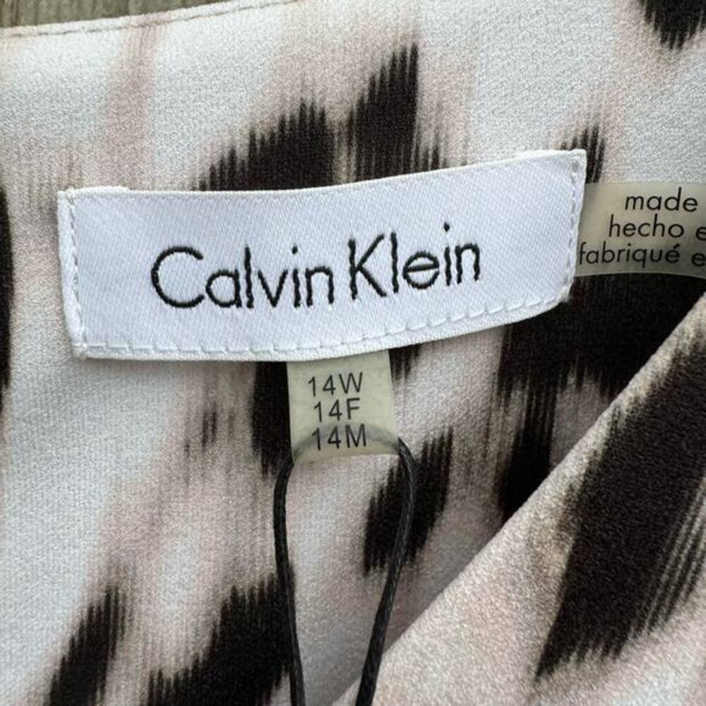 Calvin‎ Klein Dress Animal Print Shift Sleeveless Midi Size 14 W NWT Event - Picture 7 of 8